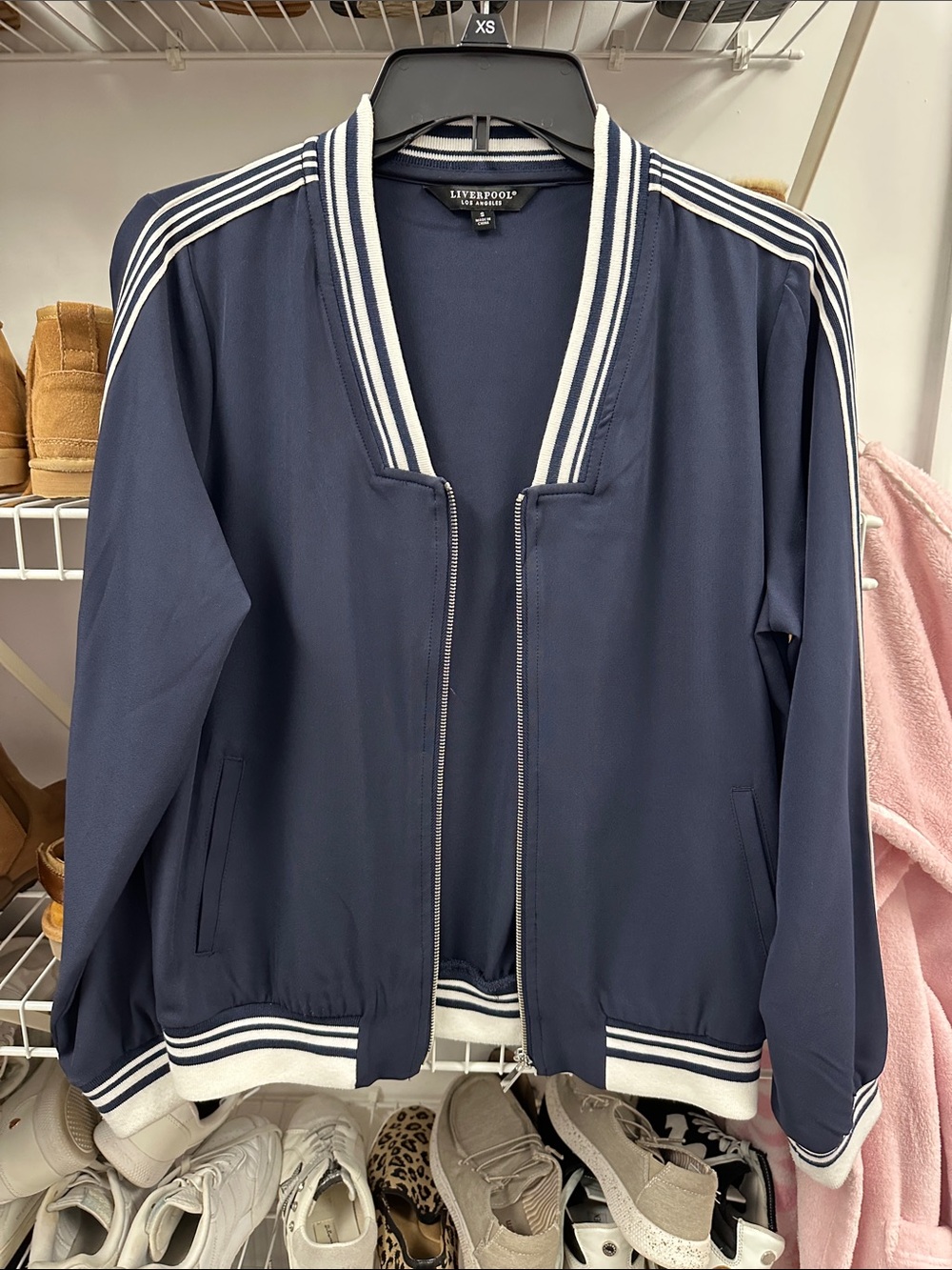 Liverpool Navy Jacket with White Stripe Trim